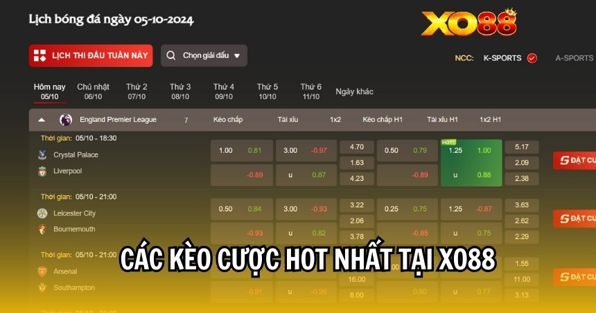 Đa dạng kèo cược hấp dẫn 